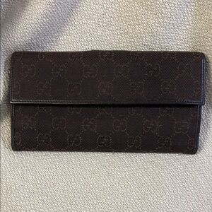 Authentic Gucci Vintage Brown Monogram Long Wallet